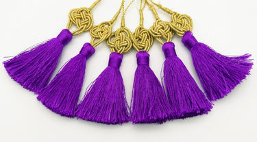 Purple Tassels Artificial Silk Tassel, Gold Celtic Knot Tassels, Earring Tassel